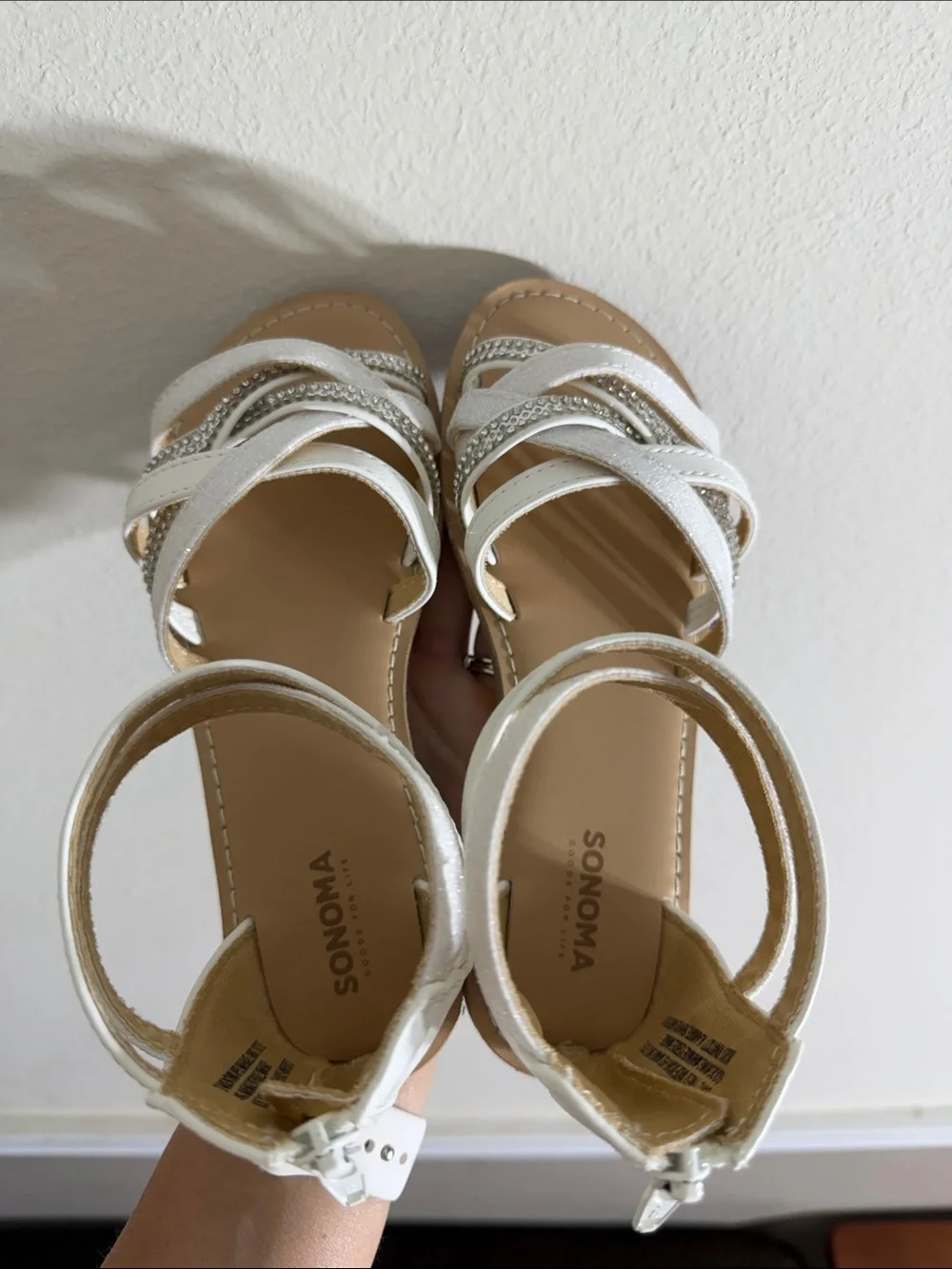 Girls Sonoma White Sparkle Strappy Sandals